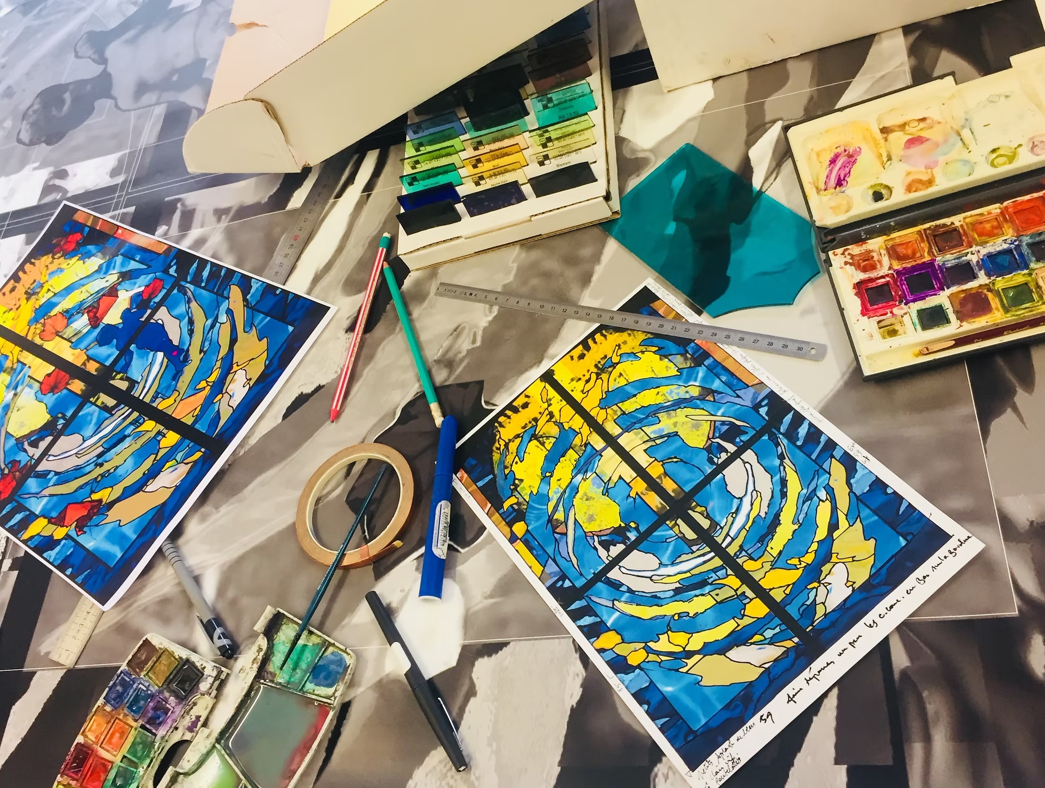 Création d'une maquette par catherine Nafziger - Kats Vitrail